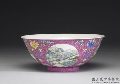 图片[2]-Bowl with landscape on a polychrome red ground in yangcai painted enamels. With wood case, Qianlong reign (1736-1795), Qing dynasty-China Archive